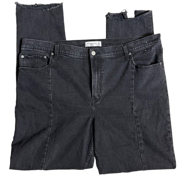 Abercrombie & Fitch Plus The Skinny High Rise Split Hem Black Jeans Size 20 Long - Picture 7 of 11
